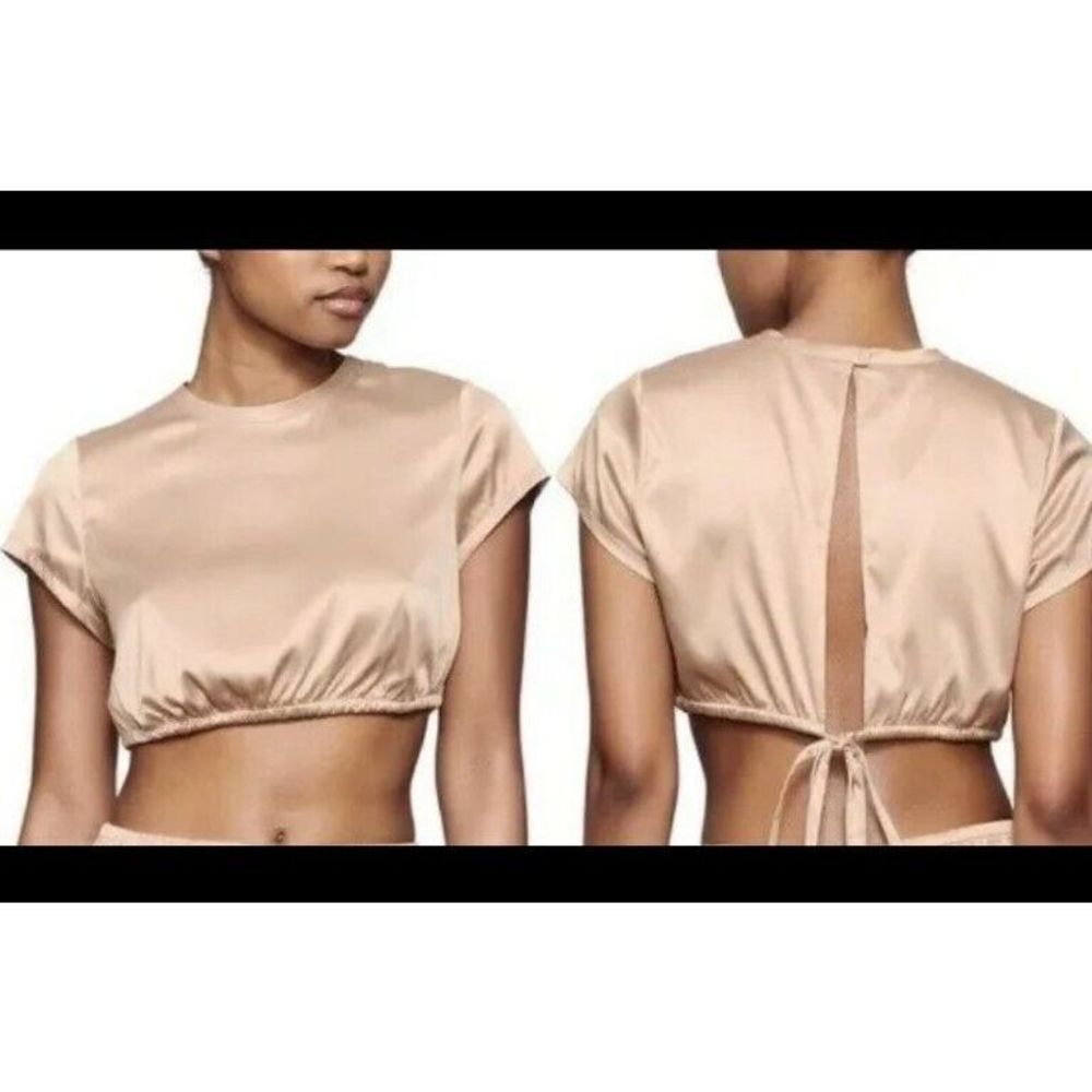 SKIMS Satin Crop Top in Nude